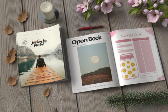 Download Open and Closed 8.5 X 11 Book Mockup - Open Collection