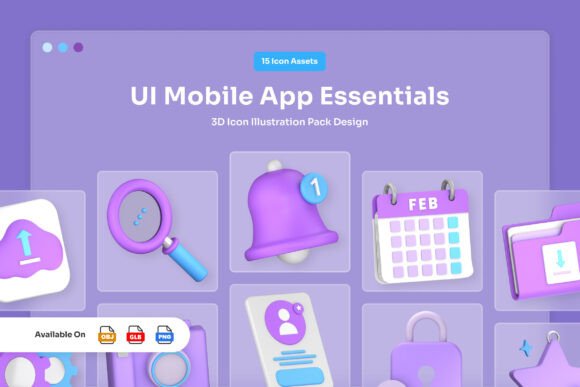 Download Essential 3D Icons for Mobile UI Design - Premium Resources