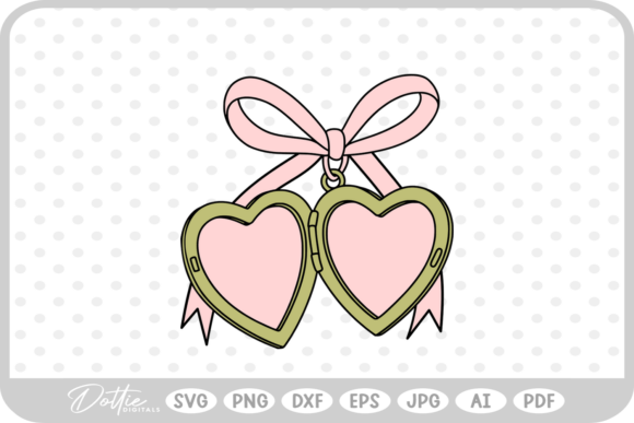 Download Open Heart Locket with Bow SVG PNG DXF - Open Collection