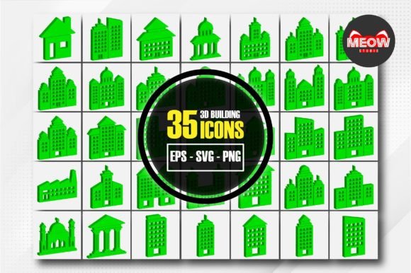 Download 3D Modern Building Icon Set - Premium Bundle