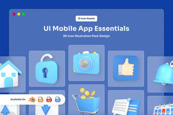 Download UI Mobile App Essentials 3D Icon Pack - Premium Bundle
